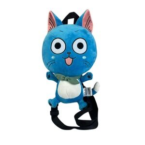 Funimation Fairy tail Blue Happy Cat Backpack Plush 15" Stuffed Toy Lovey Kawaii